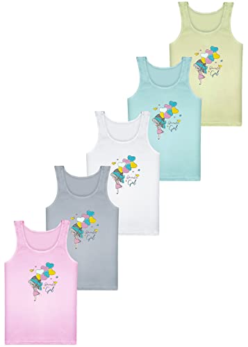 LOREZA ® 5 Stück Mädchen Baumwolle Unterhemden Tank Top Kinder - 164-170 (14-15 Jahre) - M-495068 von LOREZA