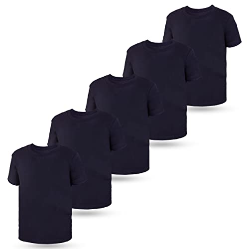 LOREZA ® 5er Pack Kinder Jungen Mädchen Unterhemd Kurzarm T-Shirt 100% Baumwolle (104-110 (4-5Jahre), Blue) von LOREZA