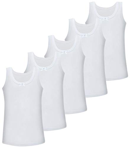 LOREZA ® 5er Pack Mädchen Unterhemd 100% Baumwolle Tank Top (116-122 (6-7Jahre)) Breite Träger von LOREZA