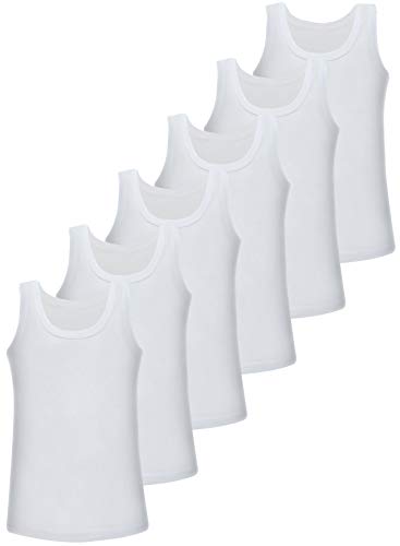 LOREZA ® 6 Pack Jungen Unterhemden 100% Baumwolle (116-122 (6-7Jahre), 6er Pack) von LOREZA