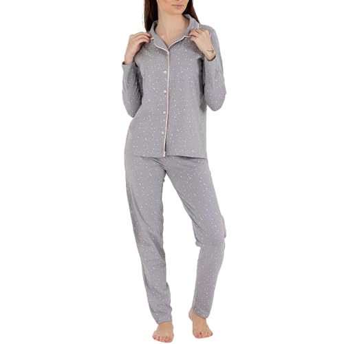LOREZA ® Damen Pyjama Baumwolle Set Schlafanzug aus Baumwolle Langarm - S - Modell 5 von LOREZA