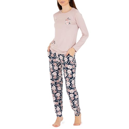 LOREZA ® Damen Pyjama Viskose Set Schlafanzug aus Baumwolle Langarm - L - Modell 1 von LOREZA