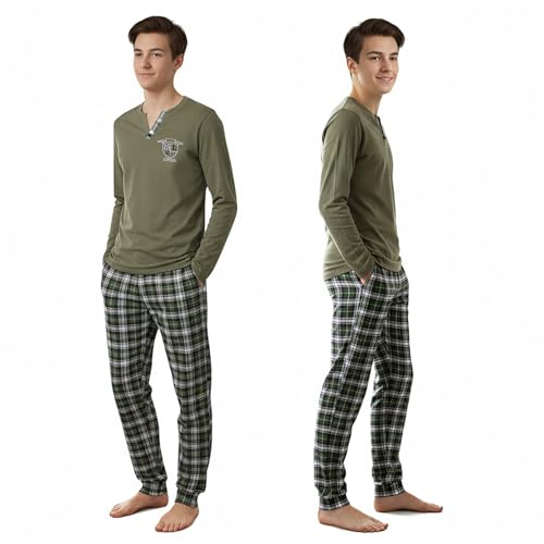 LOREZA ® Jungen Pyjama Baumwolle Set Zweiteiliger Schlafanzug (164-170 (14-15 Jahre), M2) von LOREZA