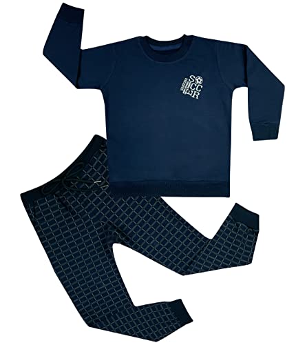 LOREZA ® Jungen Thermo Pyjama Hausanzug Langarm Baumwolle Schlafanzug (116-122 (6-7 Jahre), Modell 3) von LOREZA