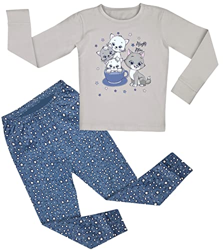 LOREZA ® Mädchen Kinder Pyjama Baumwolle Set Zweiteiliger Schlafanzug (92-98 (2-3 Jahre), Modell 2 Natur) von LOREZA