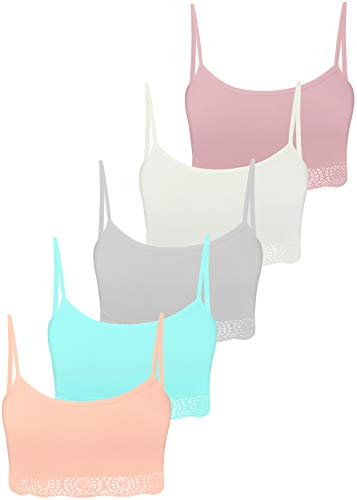 5 Mädchen Bustier mit Spitze Baumwolle Unterwäsche Sport BH - Modell 2 (164-170) von PiriModa