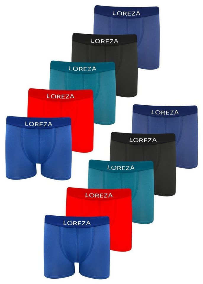 LOREZA Boxershorts 10er Set Jungen Boxershorts - Basics - Bunt (Set, 10-St) von LOREZA