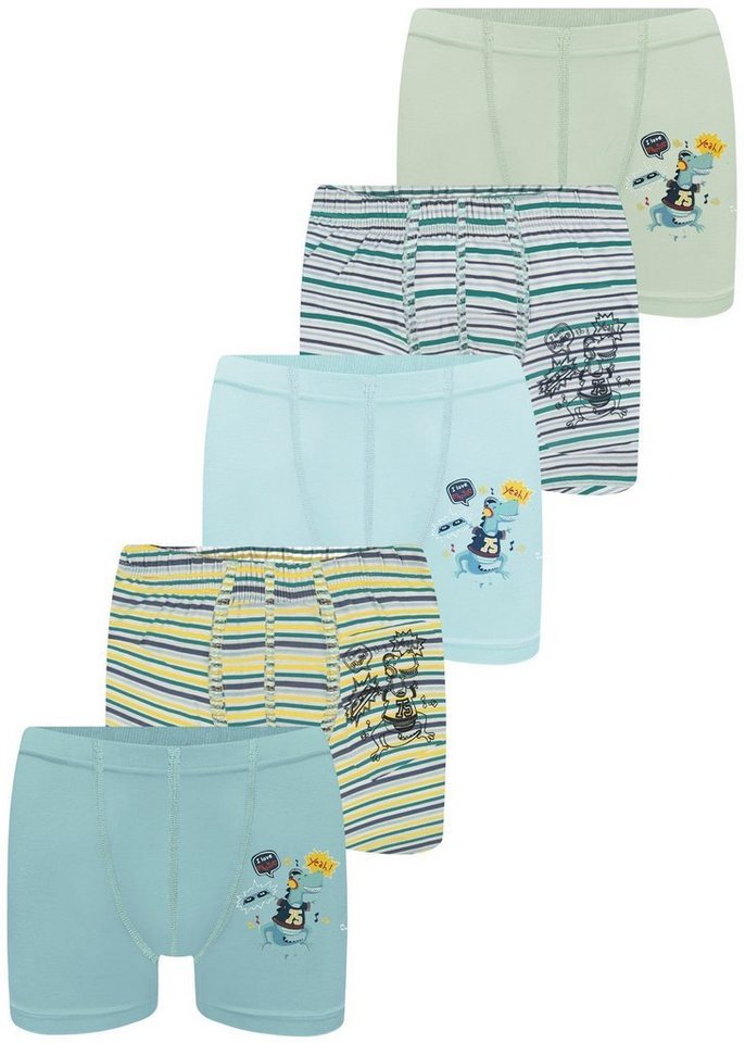 LOREZA Boxershorts 5er Set Jungen Boxershorts - Dino - Bunt (Spar-Packung, 5-St) von LOREZA