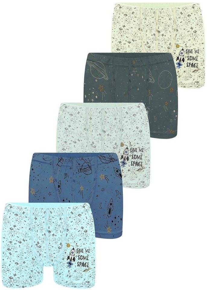 LOREZA Boxershorts 5er Set Jungen Boxershorts - Space - Bunt (Spar-Packung, 5-St) von LOREZA