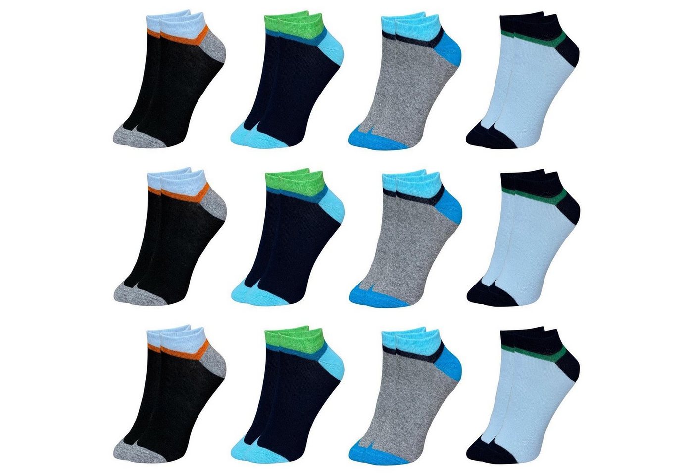 LOREZA Kurzsocken 12 Paar Jungen & Mädchen Kurzsocken - Basics - Mehrfarbig (Paar, 12-Paar) 12-Paar von LOREZA