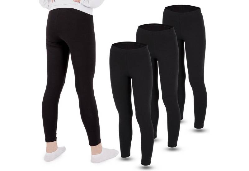 LOREZA Leggings 3 Mädchen Leggings Set lang Baumwolle blickdicht Freizeithose elastisc (3-tlg) elastischer Bund von LOREZA
