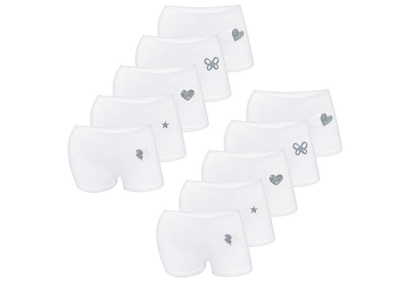 LOREZA Panty 10er Set Mädchen Pantys - Strass - Weiß (Spar-Packung, 10-St) von LOREZA