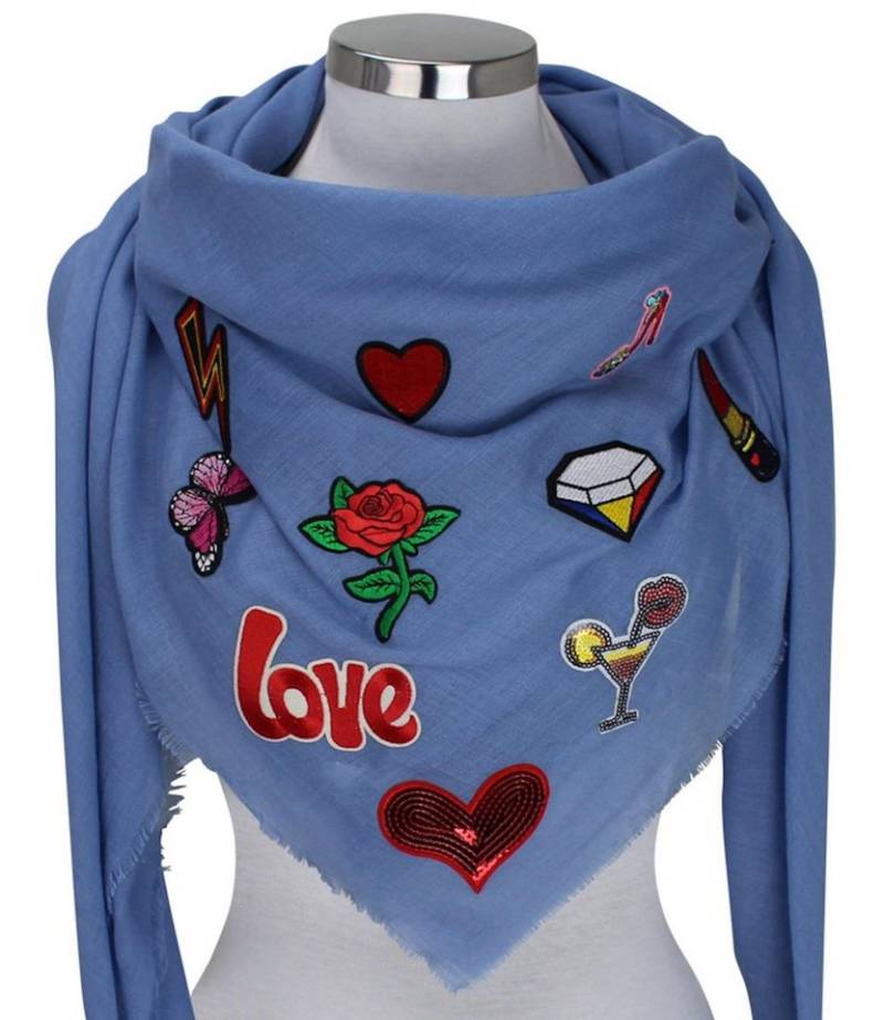 LOREZA Schal Damen XXL Patches Sticker Schal Tuch Halstuch Damenschal von LOREZA