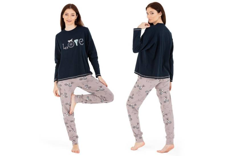 LOREZA Schlafanzug Schlafanzug Pyjama langarm- Love - Bunt (Set, 2 tlg) von LOREZA
