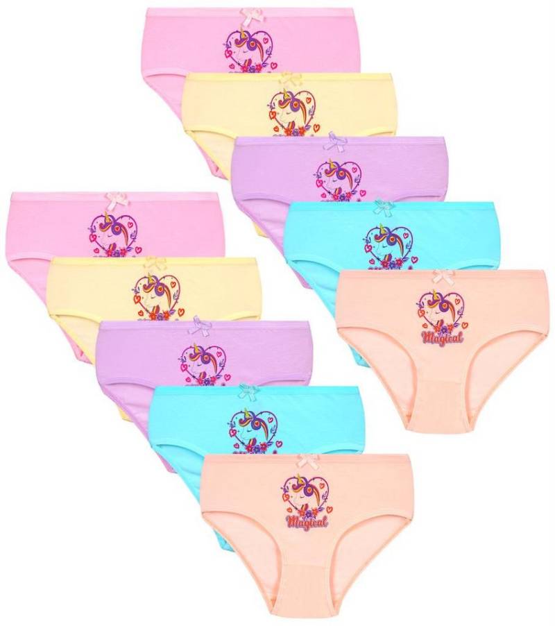LOREZA Slip 10 Mädchen Slips Baumwolle - Unicorn (Spar-Packung, 10-St) von LOREZA