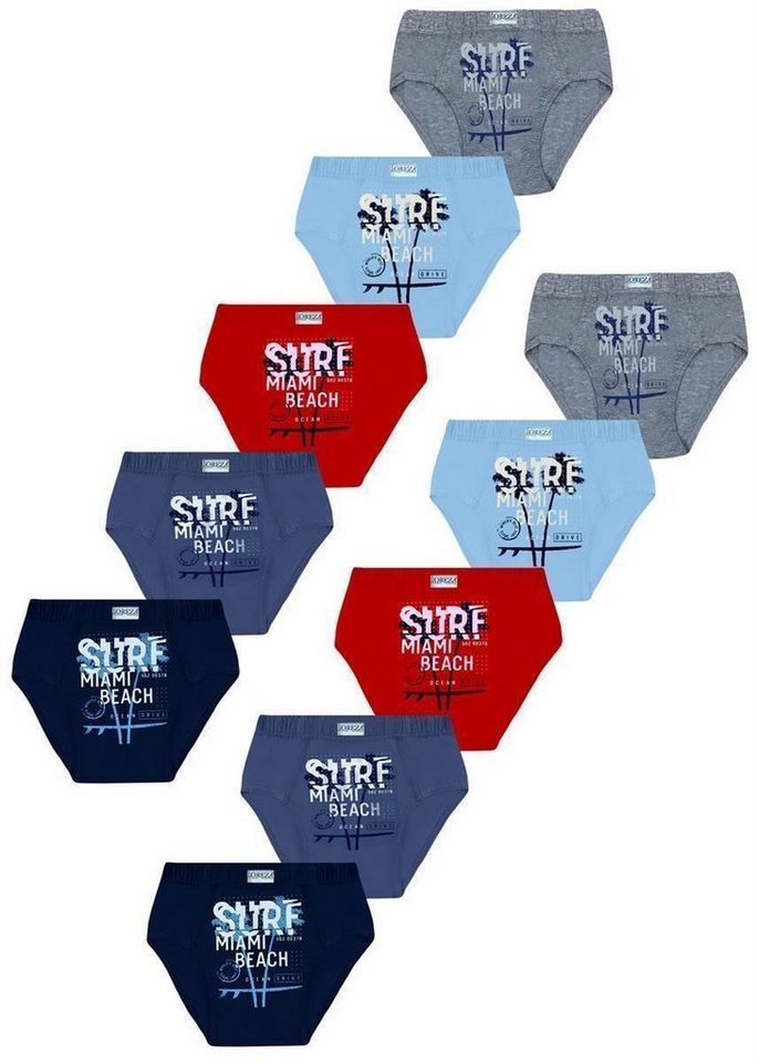 LOREZA Slip 10er Set Jungen Slips- Surf - Bunt (Set, 10-St) von LOREZA