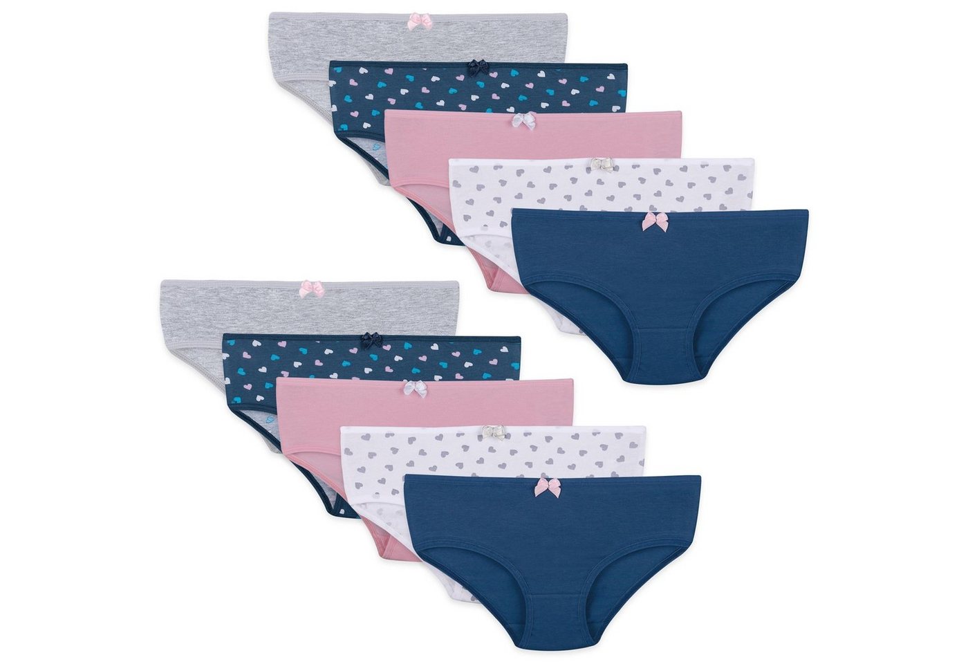 LOREZA Slip 10er Set Mädchen Slips - Herz - Bunt (Spar-Packung, 10-St) von LOREZA