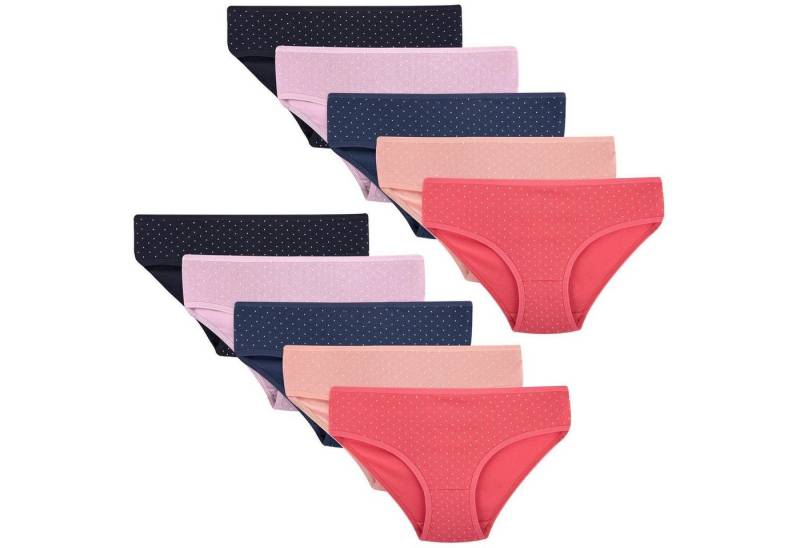LOREZA Slip 10er Set Mädchen Slips - Punkte - Bunt (Spar-Packung, 10-St) von LOREZA
