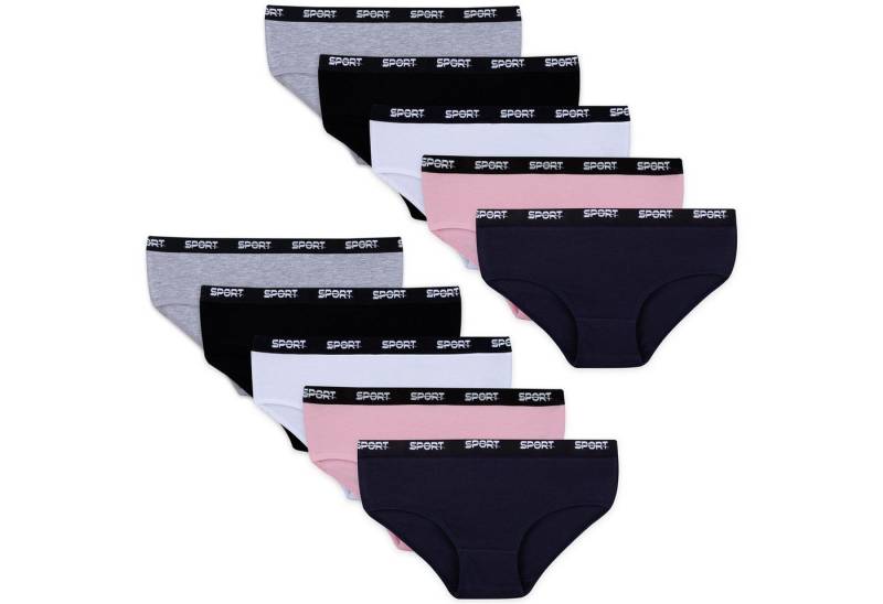 LOREZA Slip 10er Set Mädchen Slips - Sport - Bunt (Spar-Packung, 10-St) von LOREZA