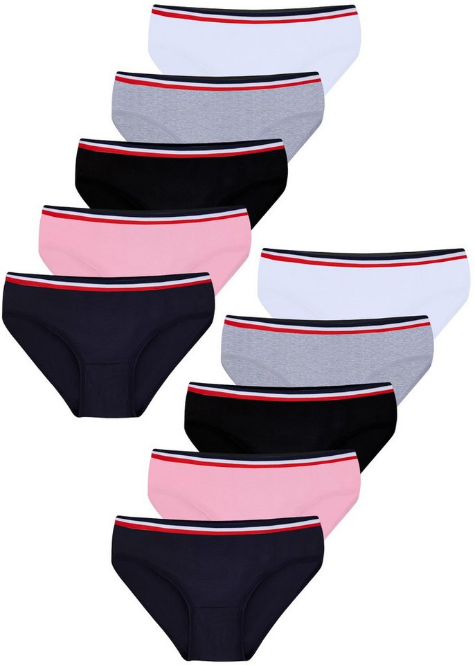 LOREZA Slip 10er Set Mädchen Slips - Streifen - Bunt (Spar-Packung, 10-St) von LOREZA