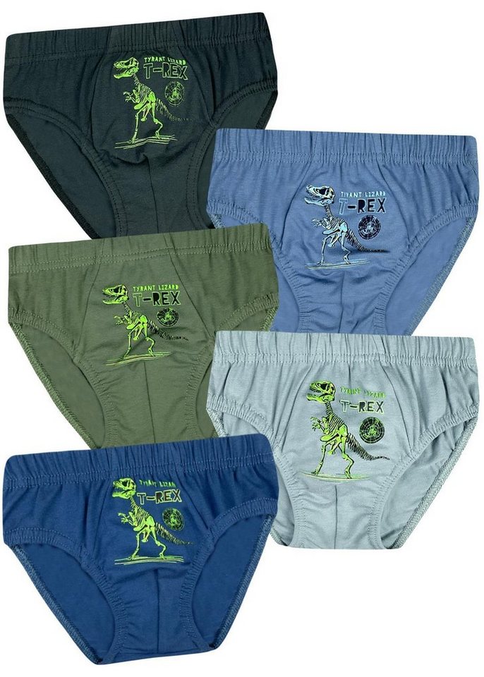 LOREZA Slip 5er Set Jungen Slips - T-Rex - Bunt (Set, 5-St) von LOREZA