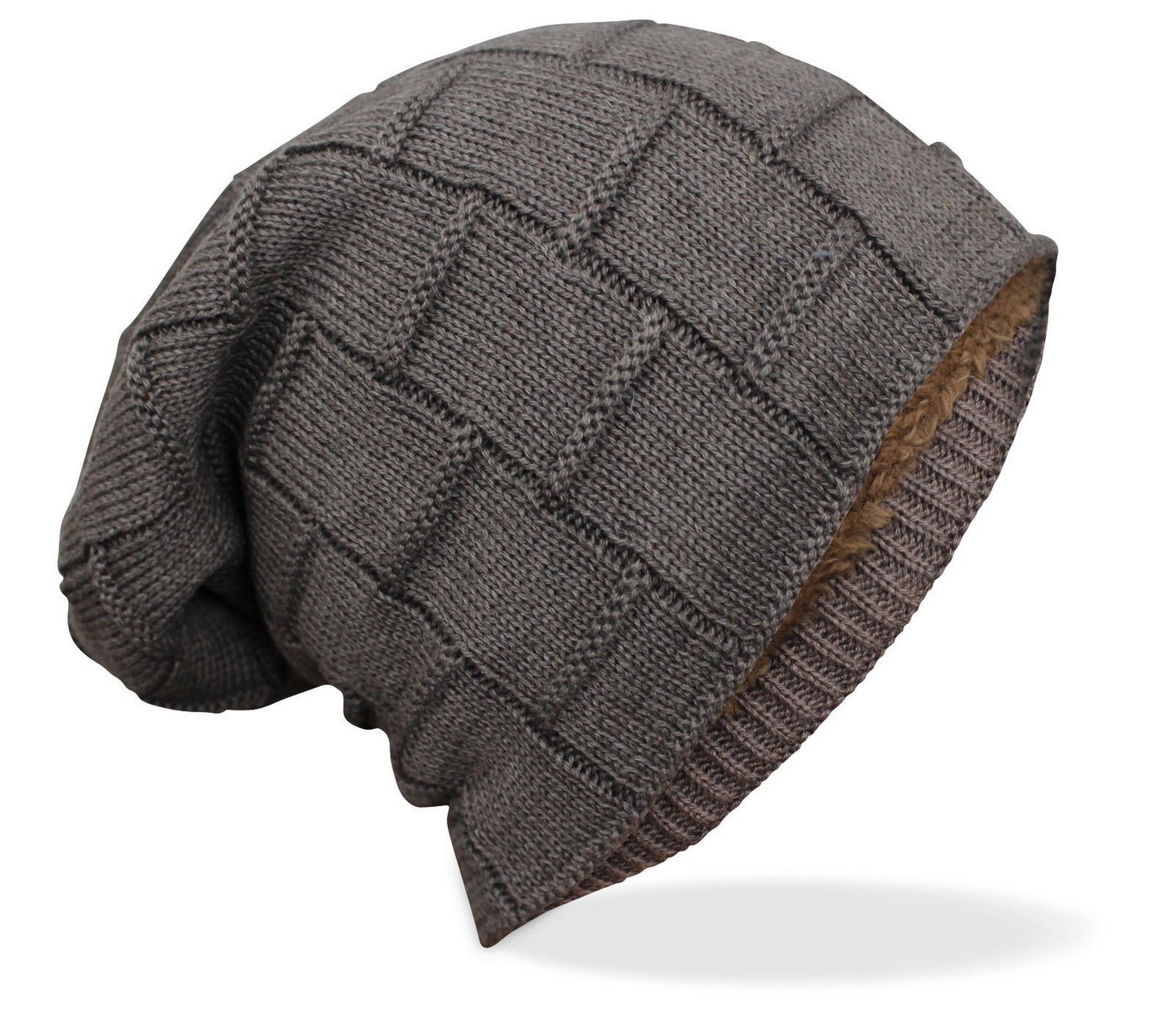 LOREZA Strickmütze Damen Herren Unisex gefütterte Strickmütze Slouch Beanie (1-St) Warm gefütterte Wintermütze Strickmütze Beanie Damen und Herren von LOREZA