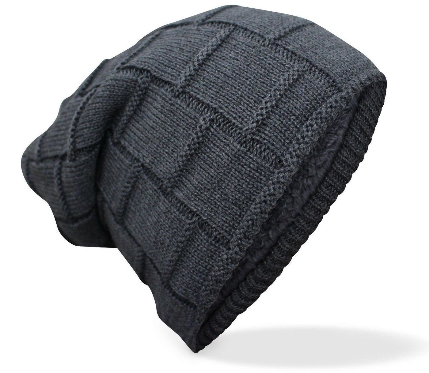 LOREZA Strickmütze Damen Herren Unisex gefütterte Strickmütze Slouch Beanie (1-St) Warm gefütterte Wintermütze Strickmütze Beanie Damen und Herren von LOREZA