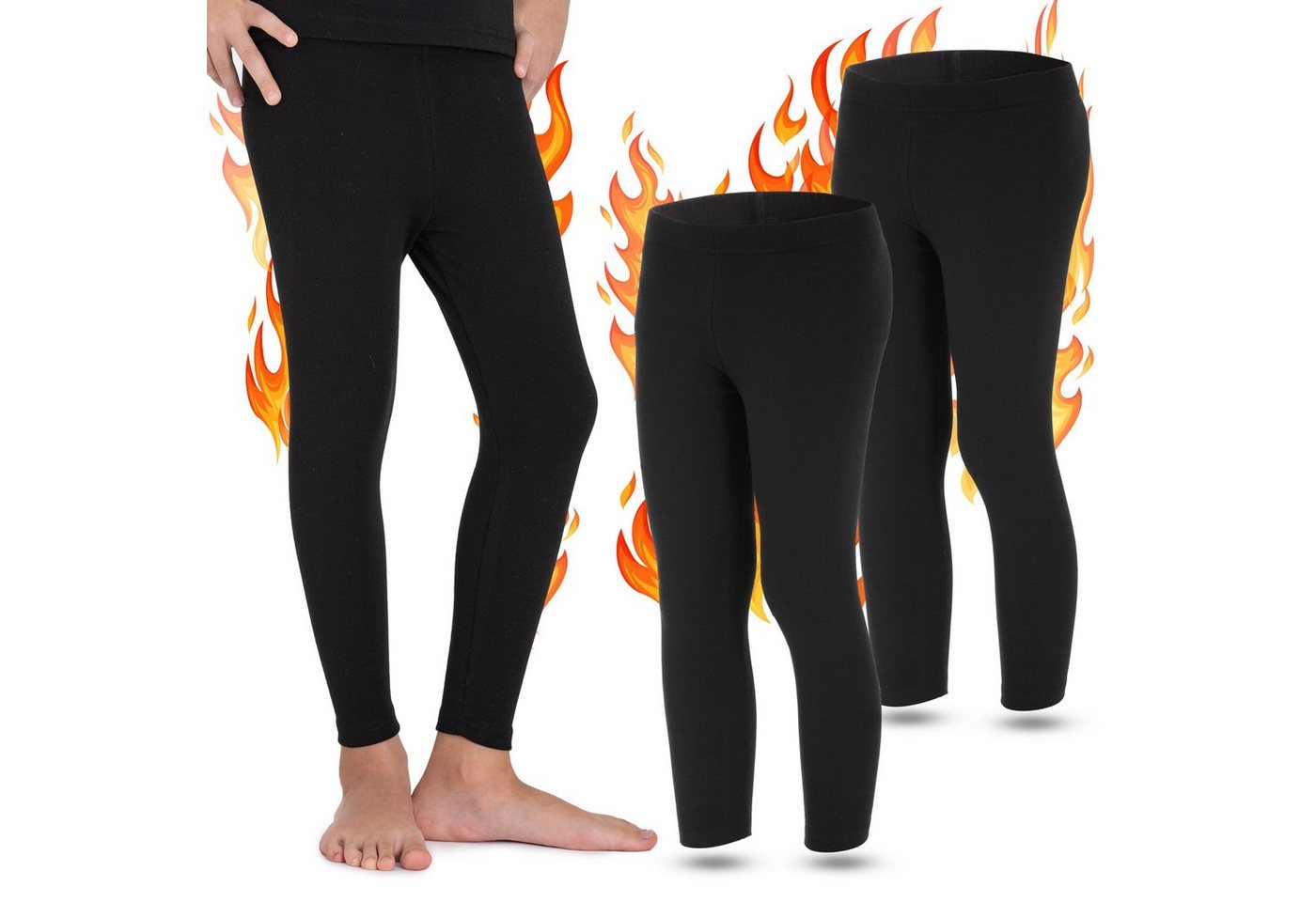 LOREZA Thermoleggings 2 Kinder Jungen Mädchen THERMO Leggings mit Fleece (2-tlg) FLEECE INNENFUTTER Angeraute Innenseite für ein flauschiges und wärmendes Wohlgefühl von LOREZA