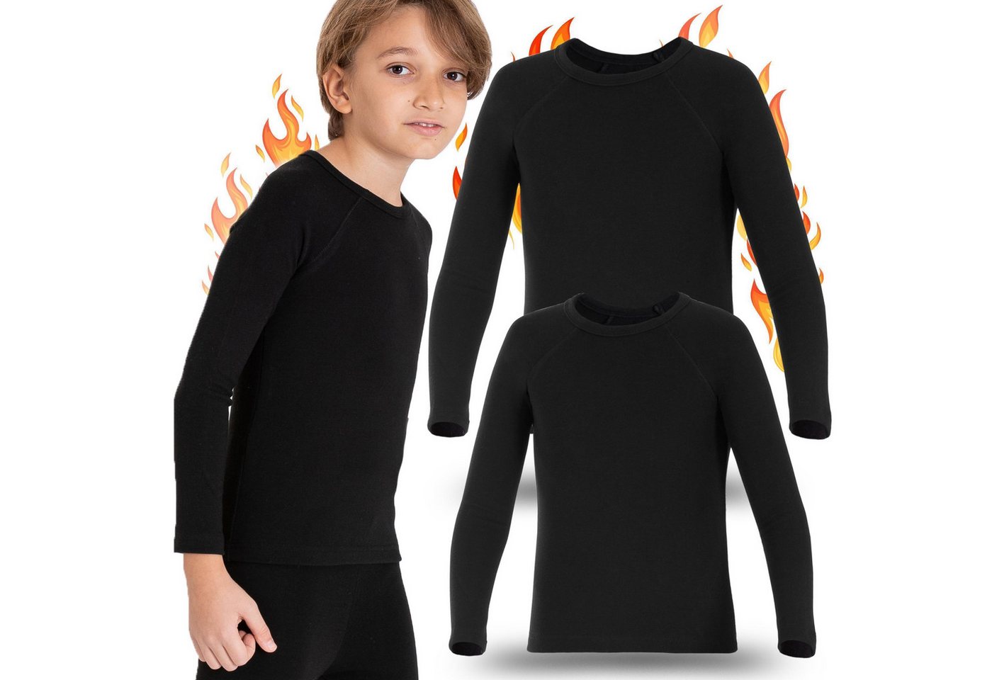 LOREZA Thermounterhemd 2 Kinder Jungen Mädchen Thermo Unterwäsche Langarmshirts Fleece warm (2-St) Wohlgefühl von LOREZA
