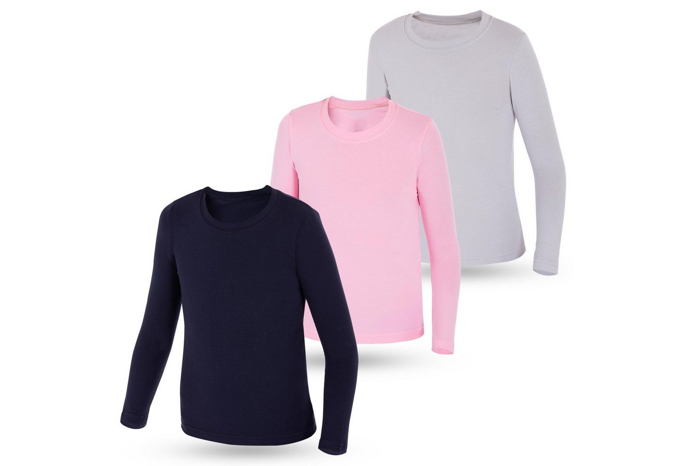 LOREZA Unterhemd 3er Set Mädchen Langarmshirts - Basics - Mehrfarbig (Set, 3-St) von LOREZA