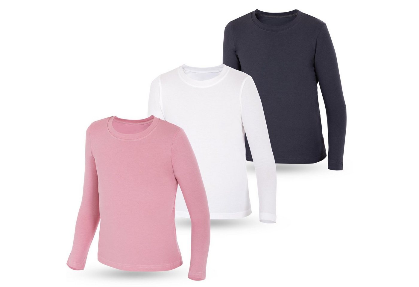 LOREZA Unterhemd 3er Set Mädchen Langarmshirts - Basics - Mehrfarbig (Set, 3-St) von LOREZA