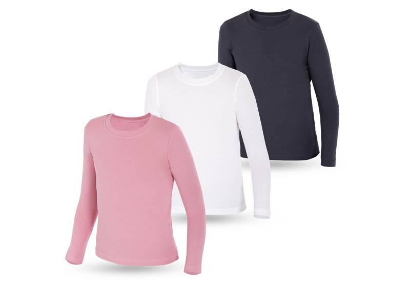 LOREZA Unterhemd 3er Set Mädchen Langarmshirts - Basics - Mehrfarbig (Set, 3-St., 3er-Pack) von LOREZA