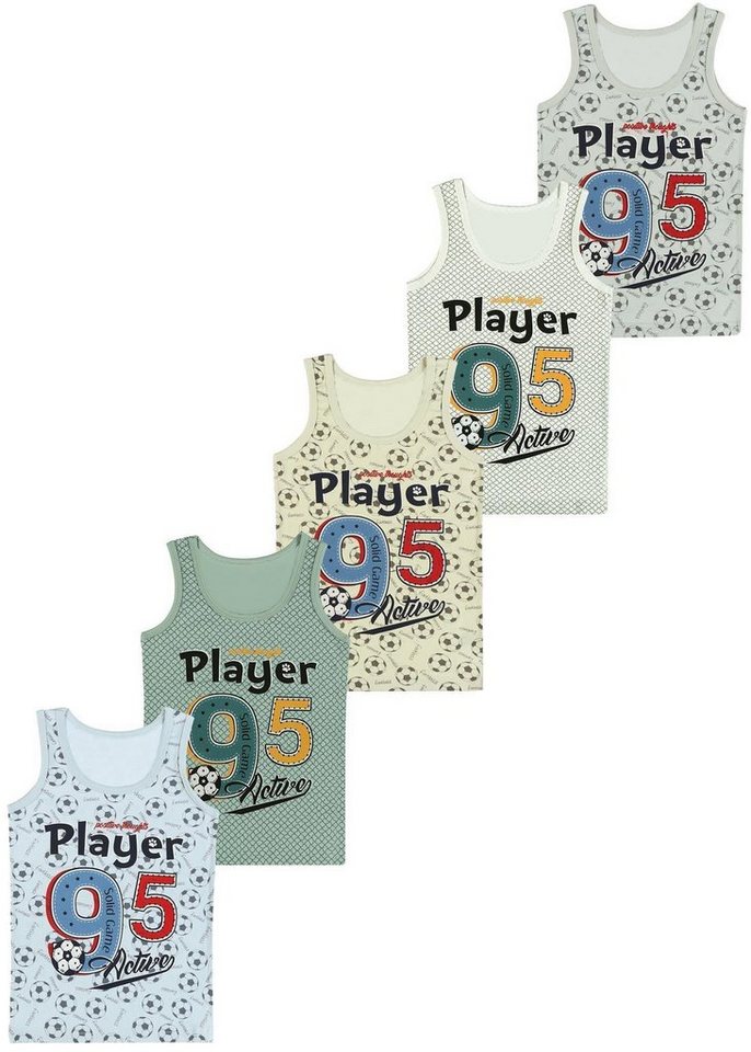 LOREZA Unterhemd 5er Set Jungen Unterhemden - Player - Bunt (Spar-Packung, 5-St., 5er Pack) von LOREZA