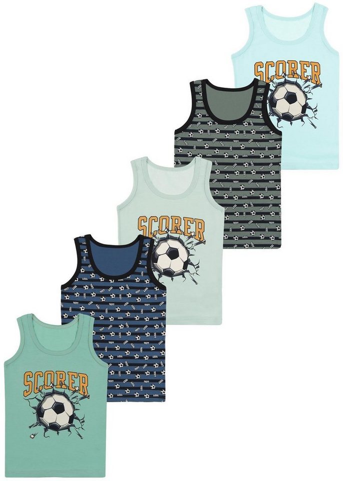 LOREZA Unterhemd 5er Set Jungen Unterhemden - Scorer - Bunt (Spar-Packung, 5-St., 5er Pack) von LOREZA