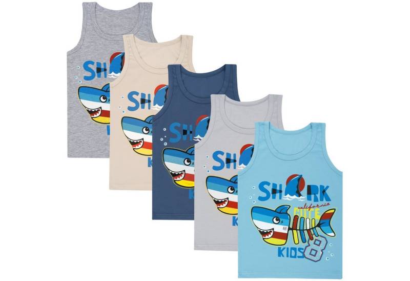 LOREZA Unterhemd 5er Set Jungen Unterhemden - Shark - Bunt (Spar-Packung, 5-St) von LOREZA