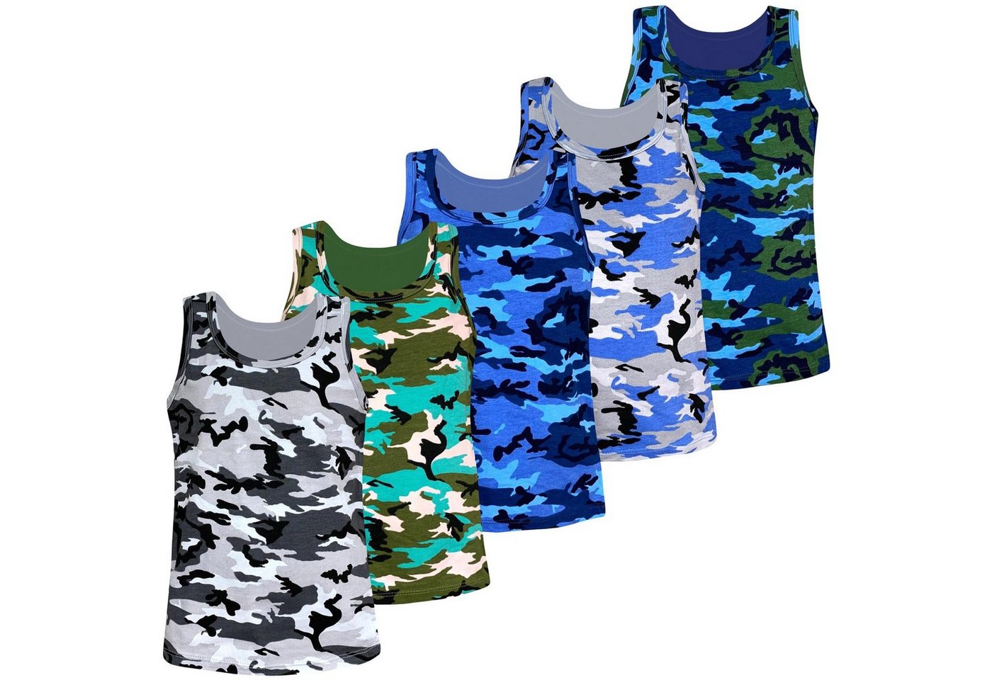 LOREZA Unterhemd 5 Jungen Unterhemden Camouflage (Spar-Packung, 5-St) von LOREZA