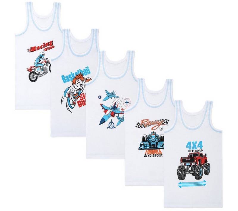 LOREZA Unterhemd 5er Set Jungen Unterhemden - Feinripp - Weiss (Spar-Packung, 5-St., 5er-Pack) von LOREZA