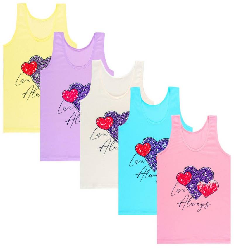 LOREZA Unterhemd 5 Mädchen Unterhemden Baumwolle - Herz (Set, 5-St., 5er-Pack) von LOREZA