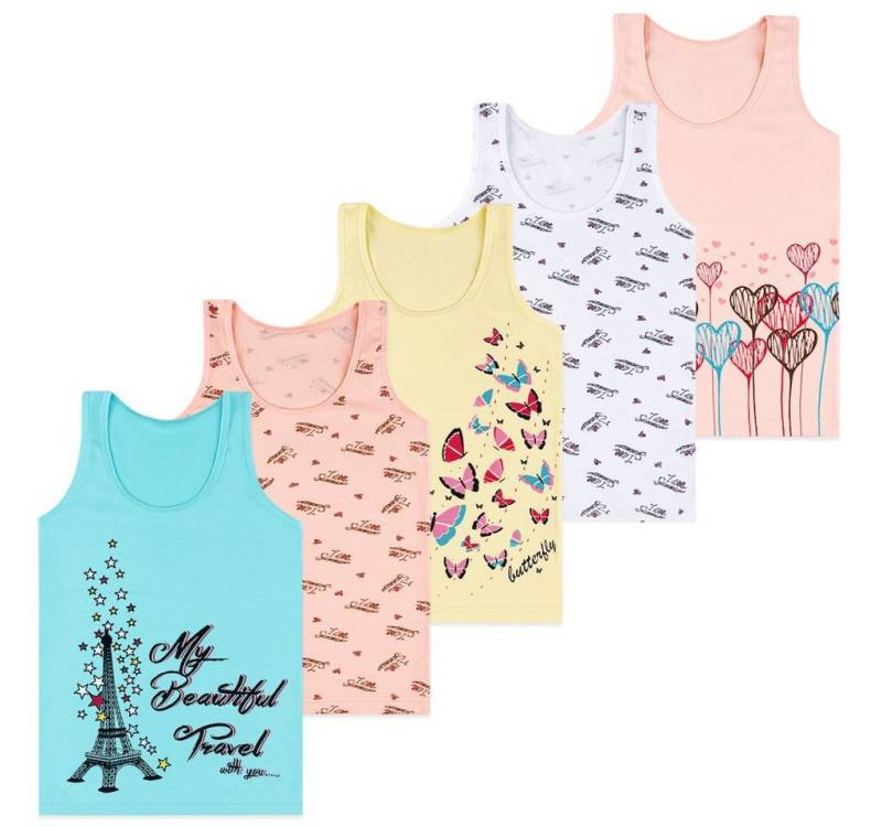 LOREZA Unterhemd 5er Set Mädchen Unterhemden - Mix - Bunt (Set, 5-St., 5er-Pack) von LOREZA