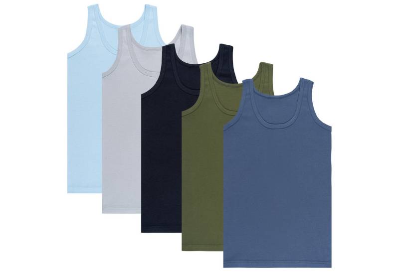 LOREZA Unterhemd 5er Set Jungen Unterhemden 100% Baumwolle - Feinripp - Ohne Seitennaht (Spar-Packung, 5-St., 5er-Pack) von LOREZA