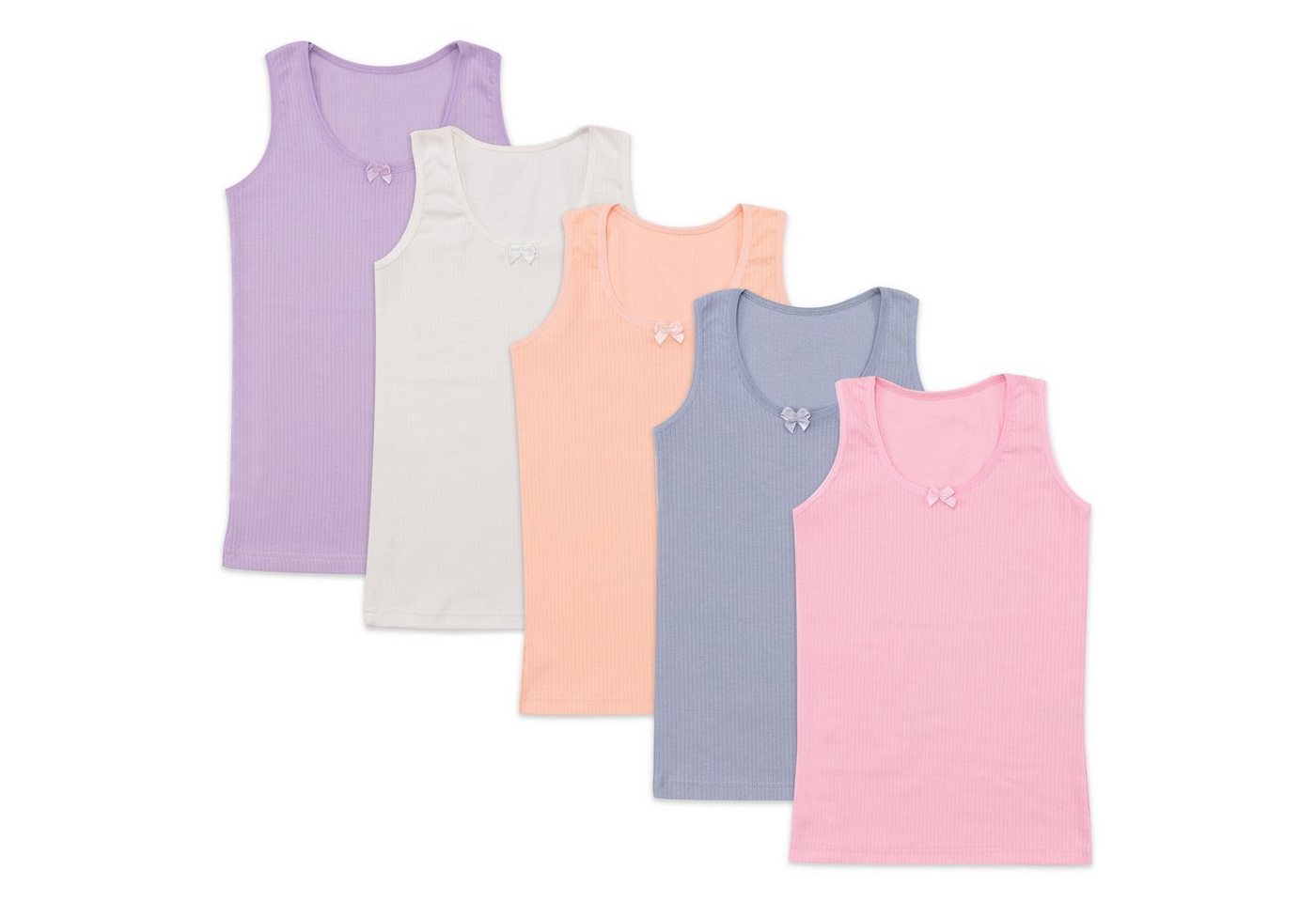 LOREZA Unterhemd 5er Set Mädchen Unterhemden - Streifen - Bunt (Set, 5-St., 5er-Pack) von LOREZA