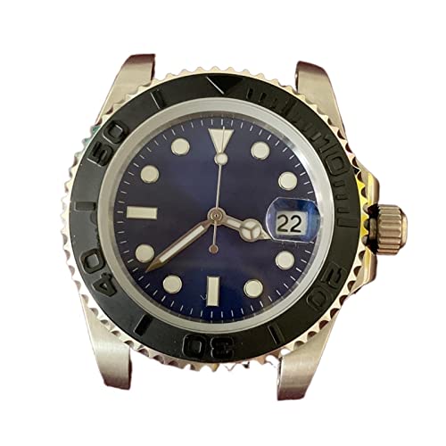 LORIER Sub Automatische Bewegung der automatischen Bewegung 40mm Edelstahlgehäuse Herren Modifikation Zubehör Blaue Zifferblatt Leuchtzeiger Keramik Lünette Uhrengehäuse (Color : 2) von LoRier