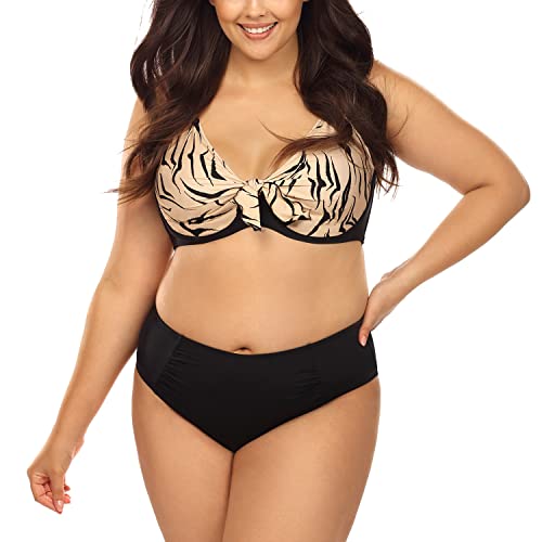 LORIN Dame Bikini Set Zweiteilig Bademode Gemustert Klassisch L3109/2, Schwarz,40/80G von LORIN