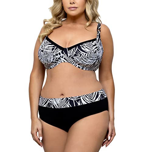 LORIN Dame Bikini Set Zweiteilig Gemustert Soft Cups Slip Bademode L3089/1, Schwarz,40/80E von LORIN