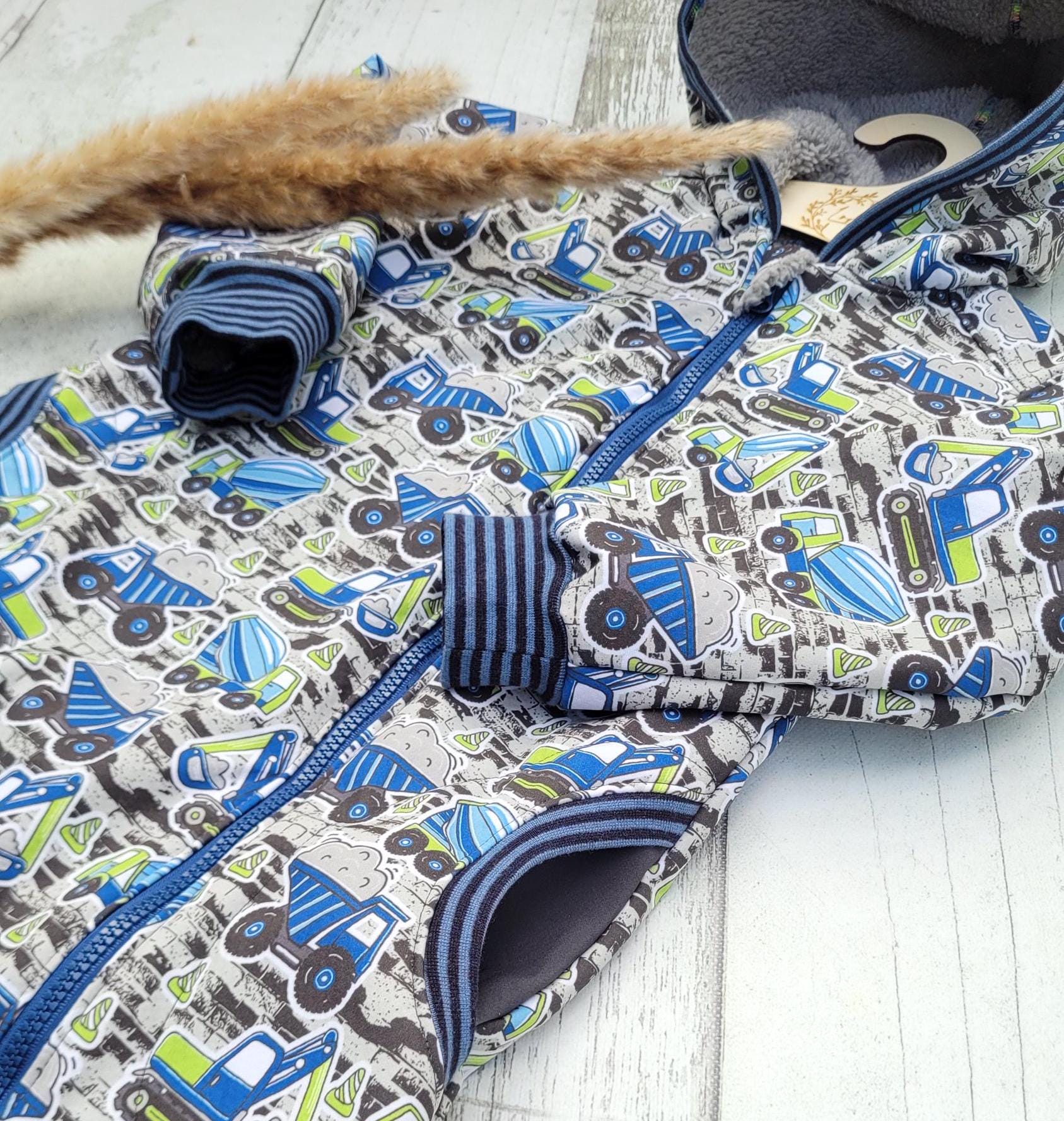 104/110 Softshellanzug/Outdooroverall Overall Baby Kinder Junge Baustelle Bagger Doppelgrößen Sofortkauf von LORISAsUnikate