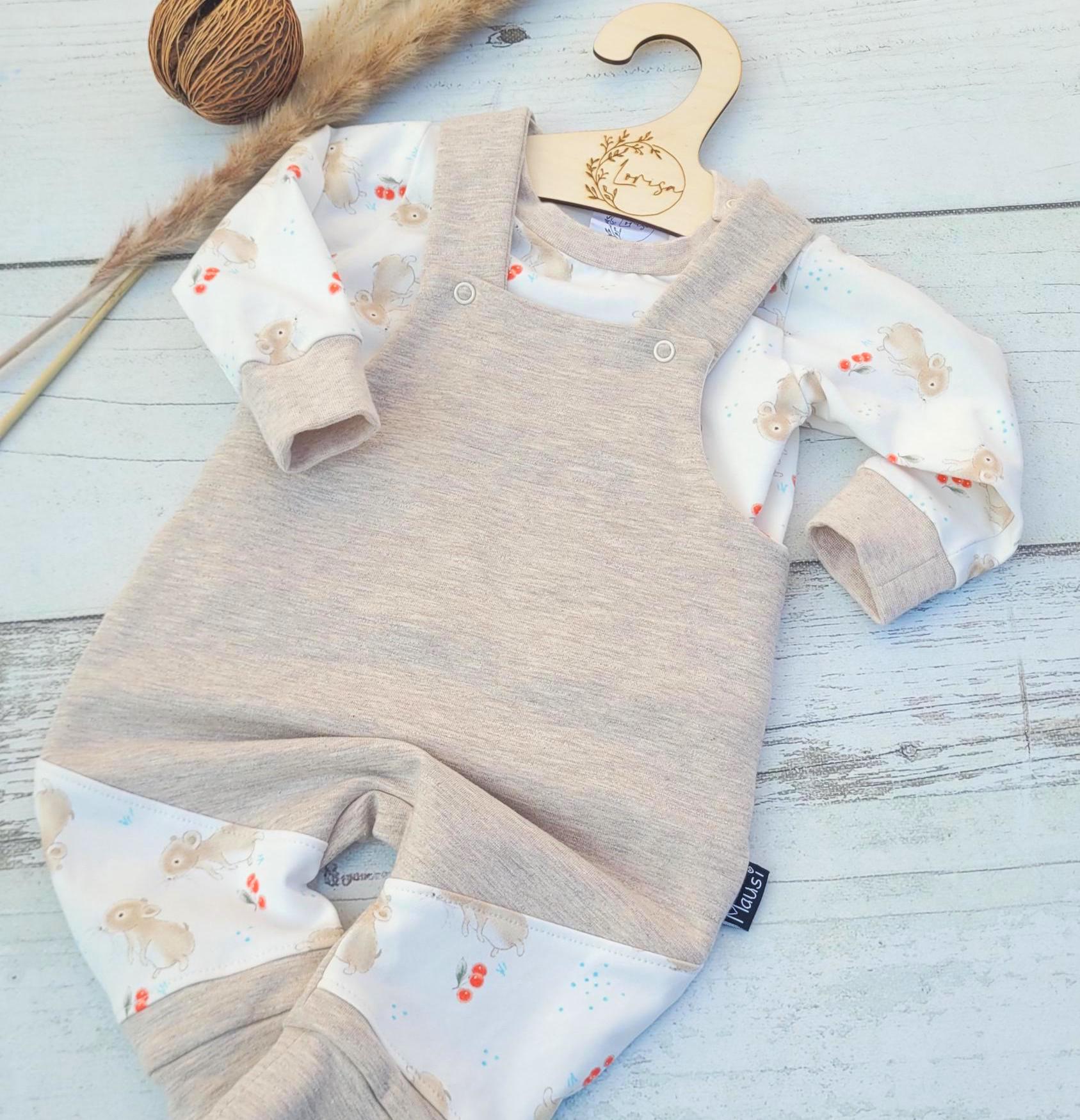 Babykleidung Set Mausi Gr. 62 - Handmade Latzhose & Pullover | Nachhaltige Baby Outfit Sofort Versandfertig von LORISAsUnikate