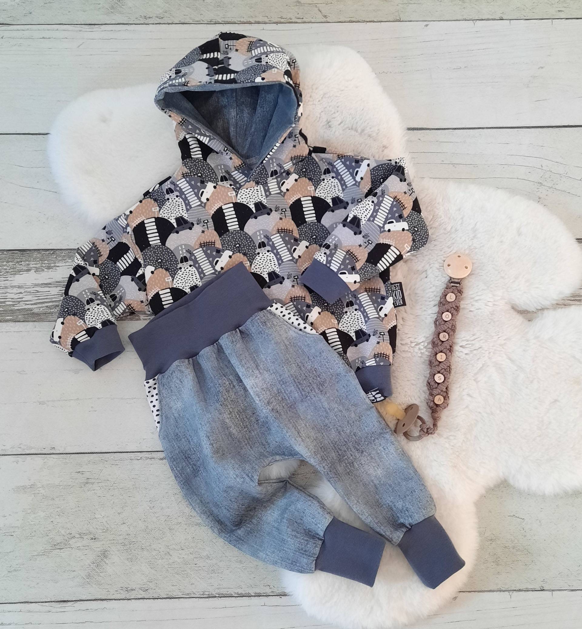 Jungsset Gr. 80, Kapuzenpulli, Hoodie, Autos, Baggypants von LORISAsUnikate