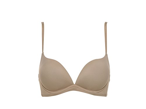 LORMAR Desiderio Push Up BH aus Mikrofaser, ohne Bügel, mit abgestuften Cups und tiefem Ausschnitt. Erhältlich in den Farben Weiß, Schwarz und Nude, Akt, 80B von LORMAR