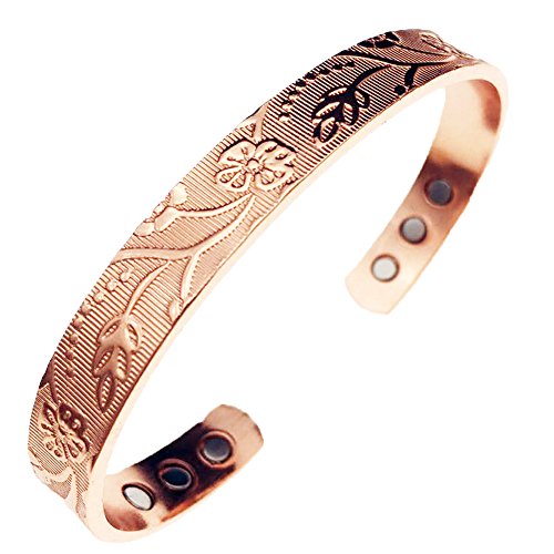 LORNREIN Kupfer-Armband für Damen, Blumen-Design mit 6 Magneten von LORNREIN