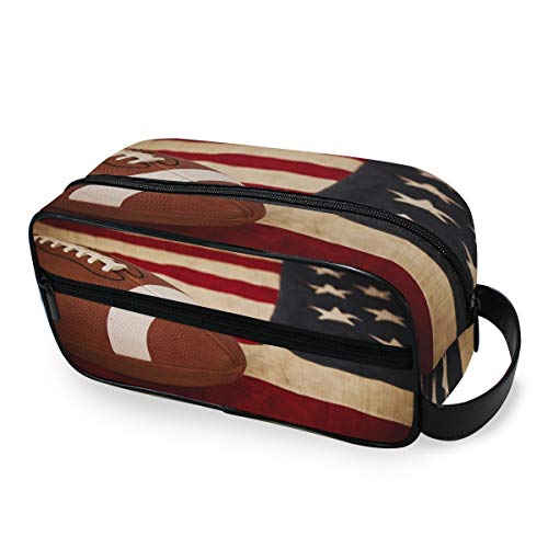 American Football Kulturbeutel Dopp Kit Reise Badezimmer Tasche Waschtasche für Kinder Outdoor-Aktivitäten für Männer Frauen Make-up-Tasche Kosmetik-Organizer Rasiertasche für Geschäftsreise von LORONA